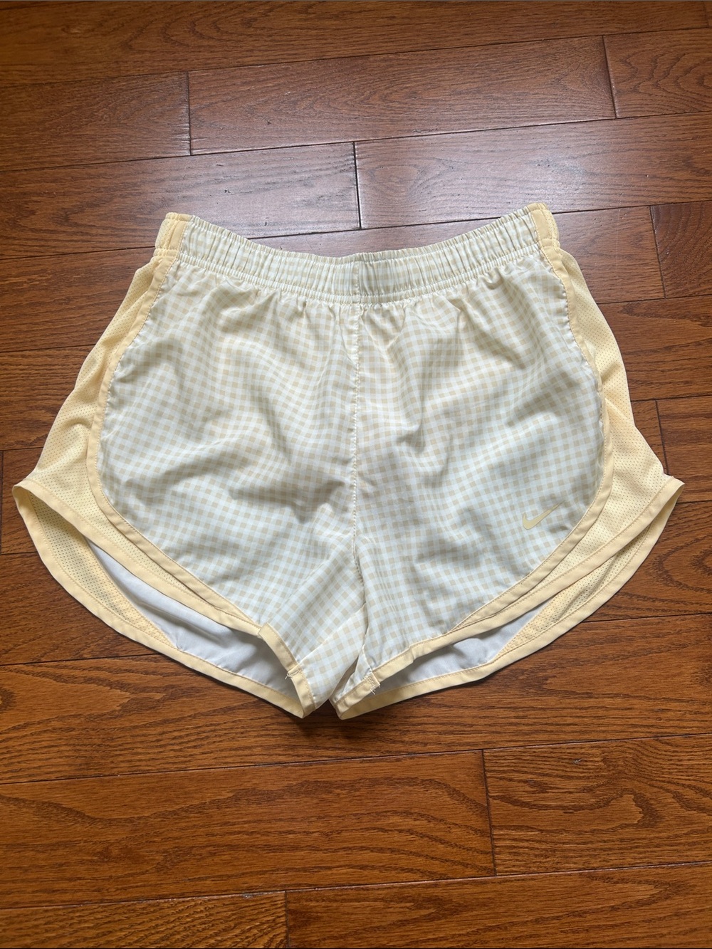 Nike Women's Yellow Gingham Athletic Shorts